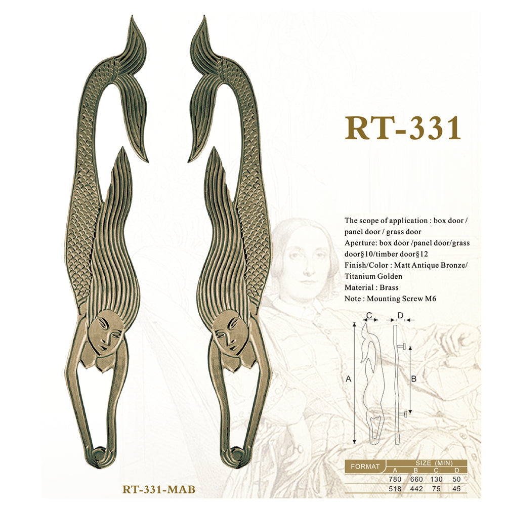 Raytel Mermaid shape Solid Brass Door Pull Handle available in all finishes RT331