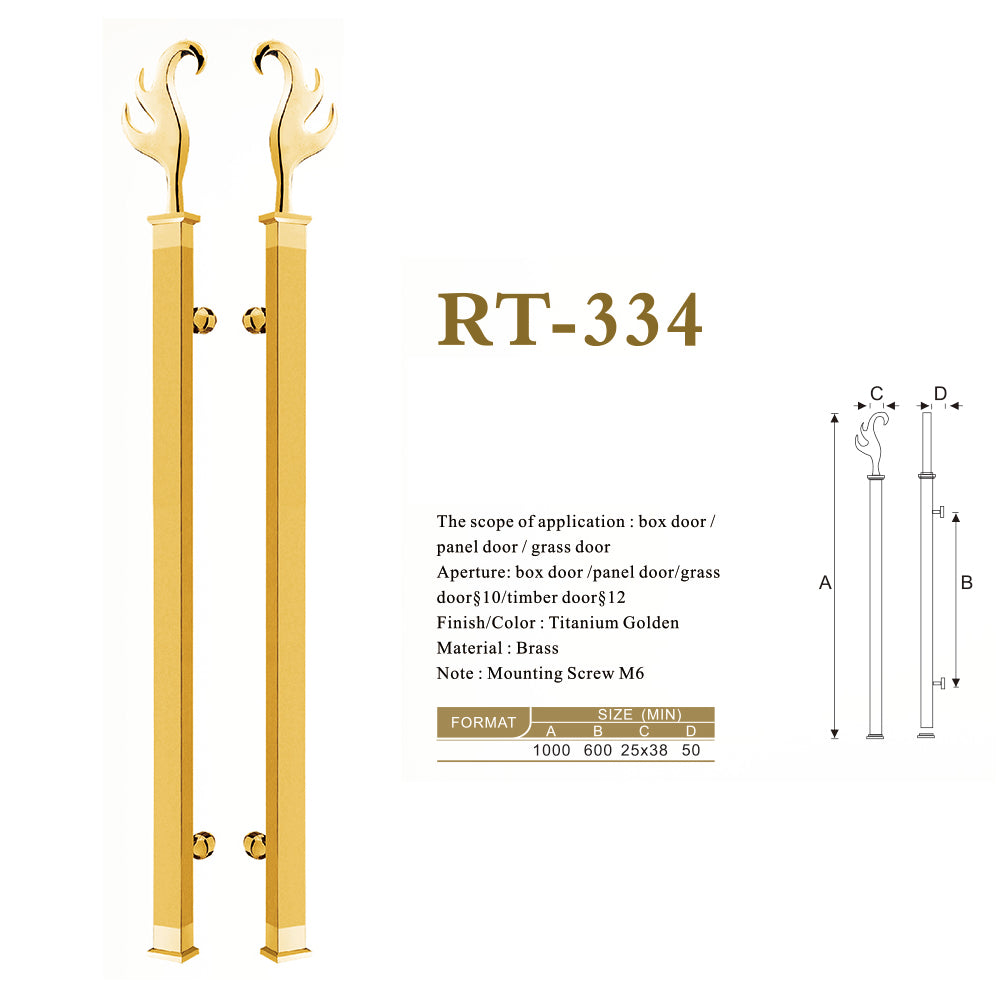 Raytel Elegant Design Luxury Architectural Brass Door Pull Handle RT334