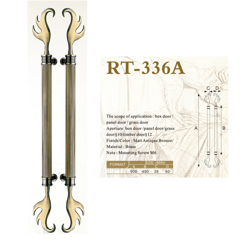 Raytel Classic Solid Brass Architectural Sculptured Door Pull Handle RT336A