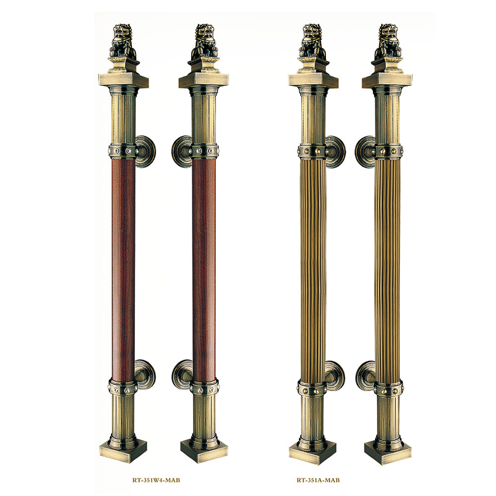 Raytel Antique brass Exquisite Sculptured Pull Handle for Front Door RT351