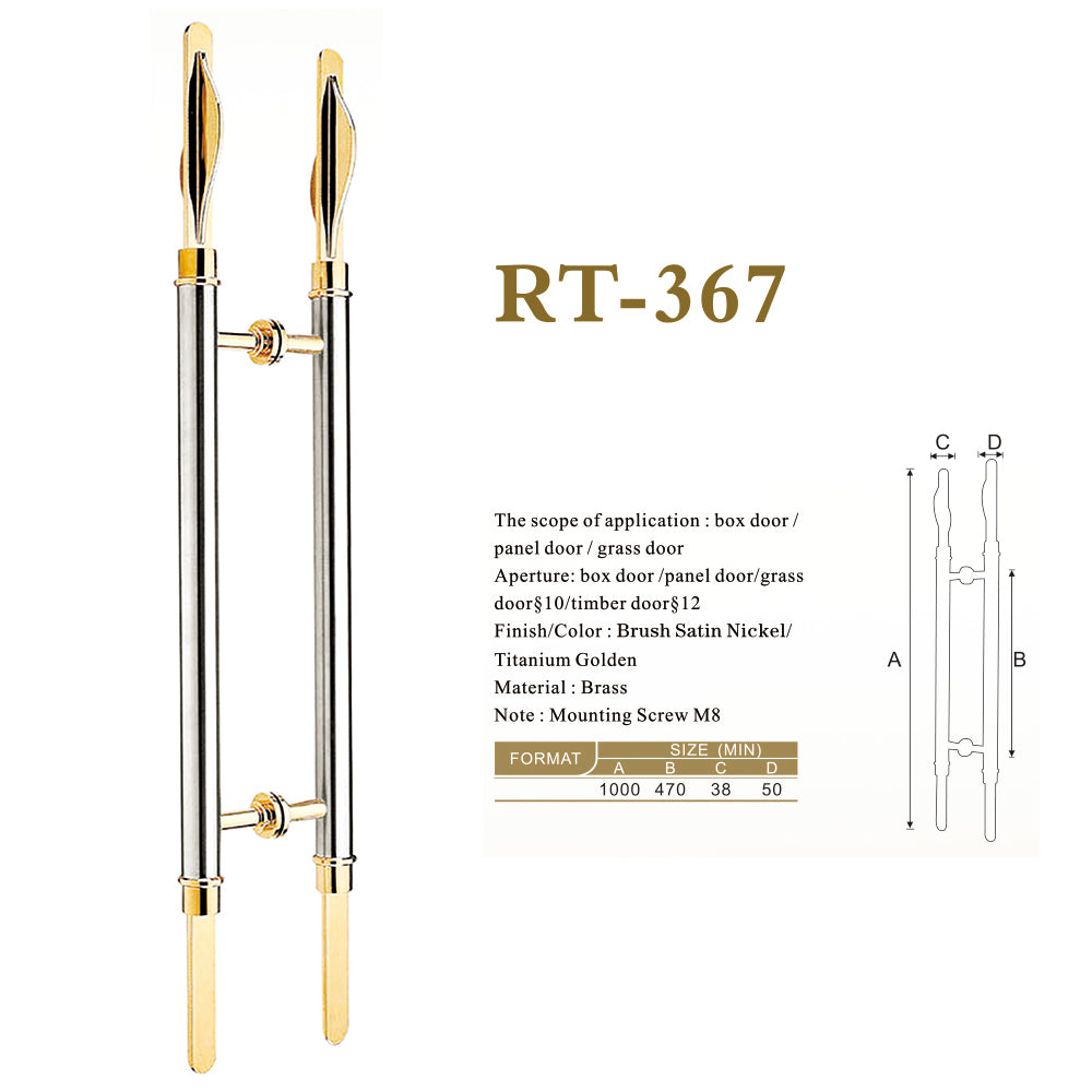 Raytel Minimalist and Elegant Architectural Sculptured Door Pull Handle for Wood Glass Fiberglass Metal door RT367