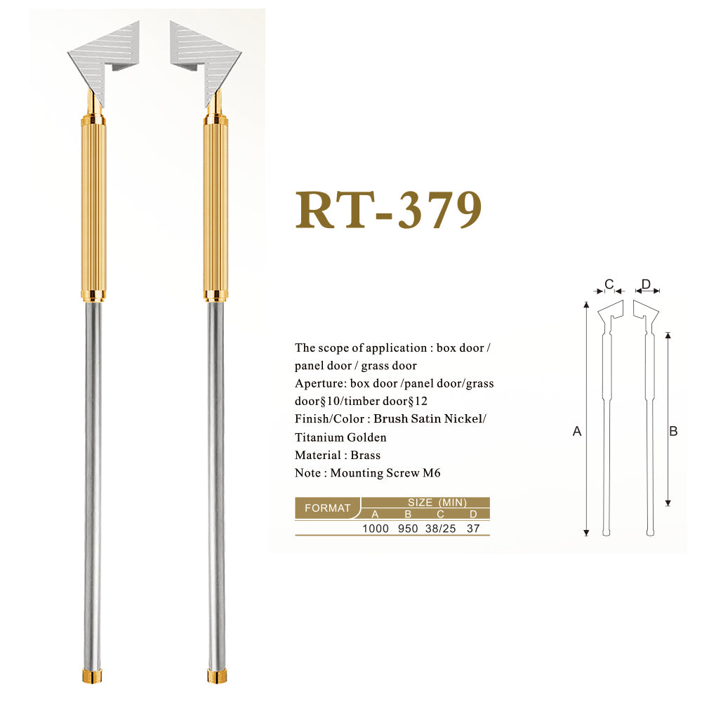 Raytel Titanium Golden with Silver Finish Brass Fluted Grip Door Pull Handle available in all finishes RT379