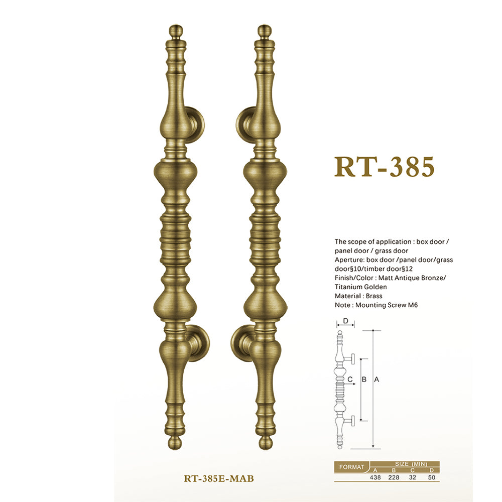 Raytel Antique Brass Fluted Grip Door Pull Handle available in all finishes RT385