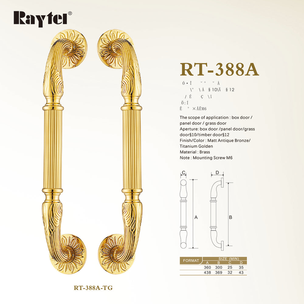 Raytel Classic Solid Brass Architectural Sculptured Door Pull Handle RT388A