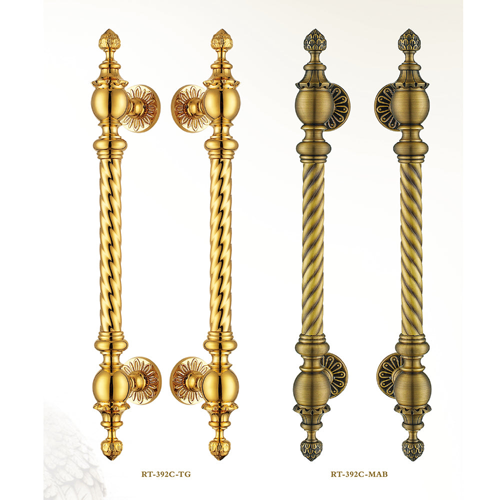 Raytel Antique Brass Fluted Grip Door Pull Handle available in all finishes RT392