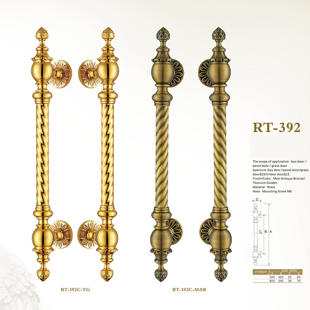 Raytel Antique Brass Fluted Grip Door Pull Handle available in all finishes RT392