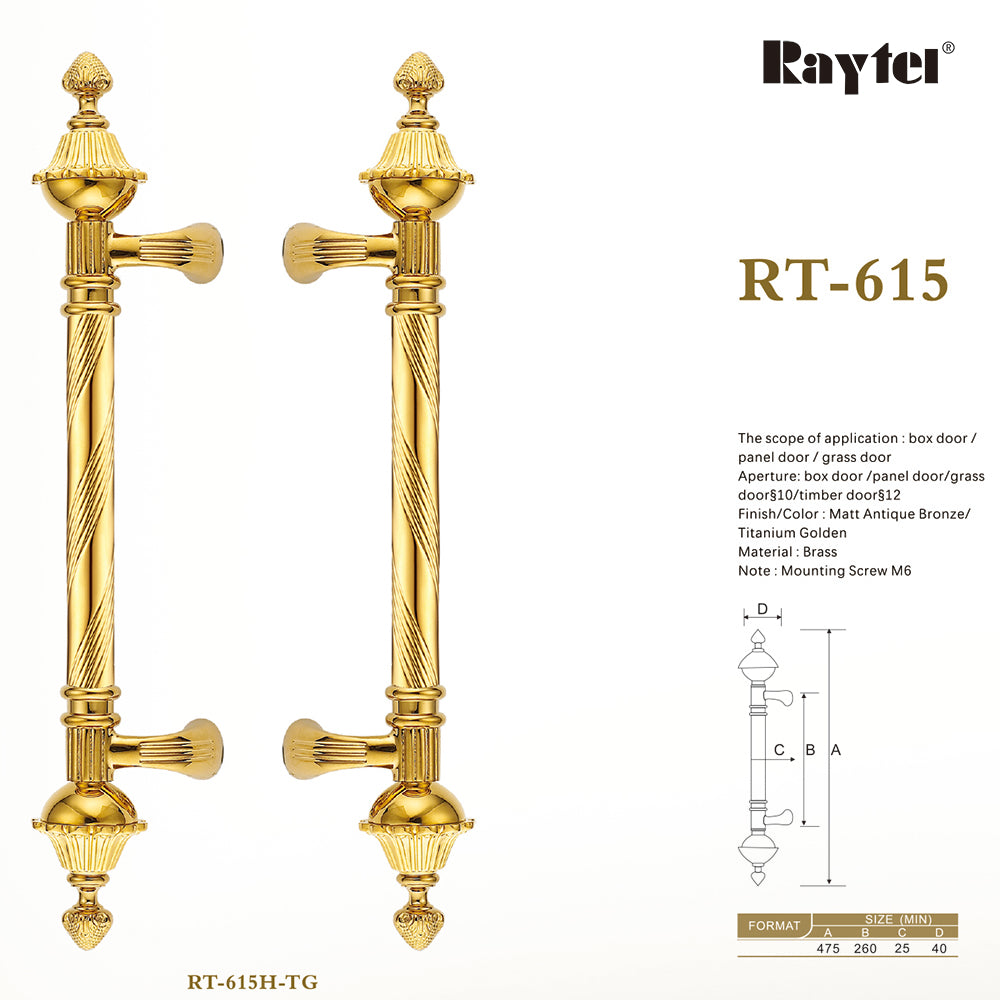 Raytel Traditional Architectural Sculptured Door Pull Handle RT615G