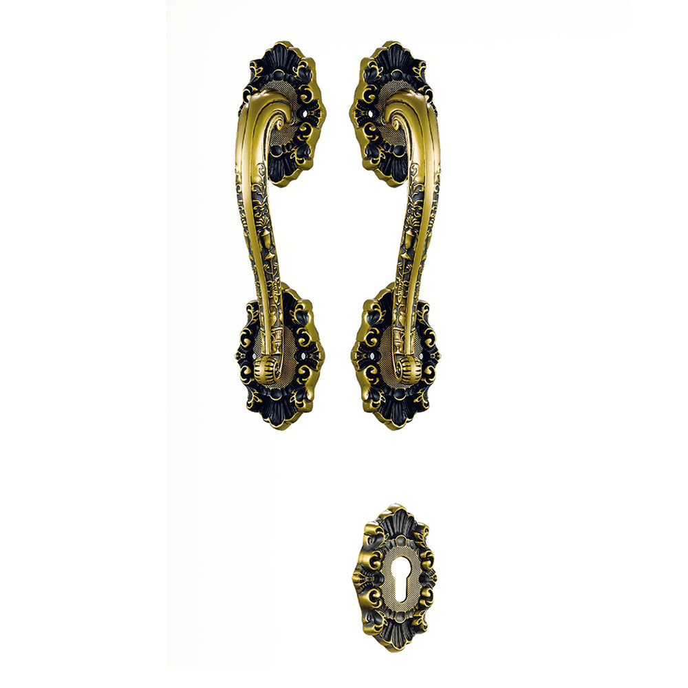 Raytel Exquisite Sculptured Door Pull Handle with Lock Set RT633