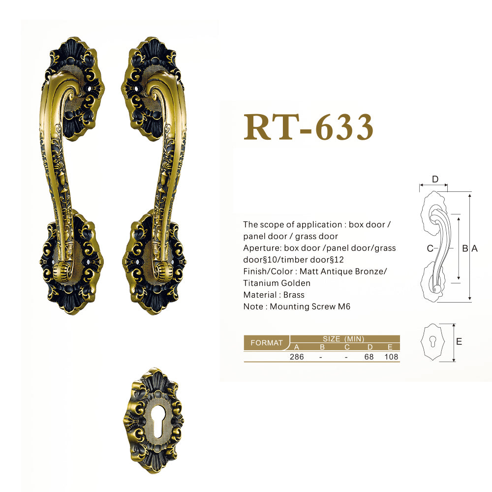 Raytel Exquisite Sculptured Door Pull Handle with Lock Set RT633