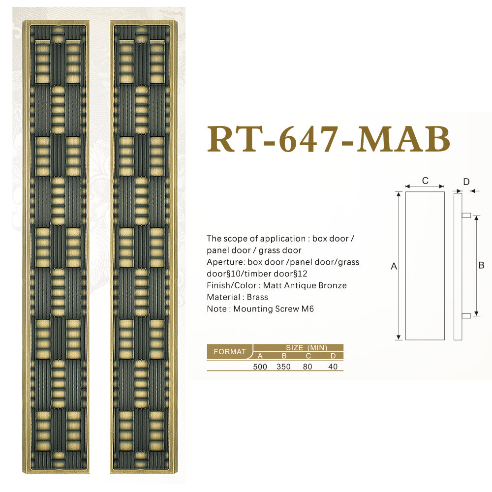 Raytel Heritage Solid Brass Exquisite Sculptured Sliding Door Handle RT647
