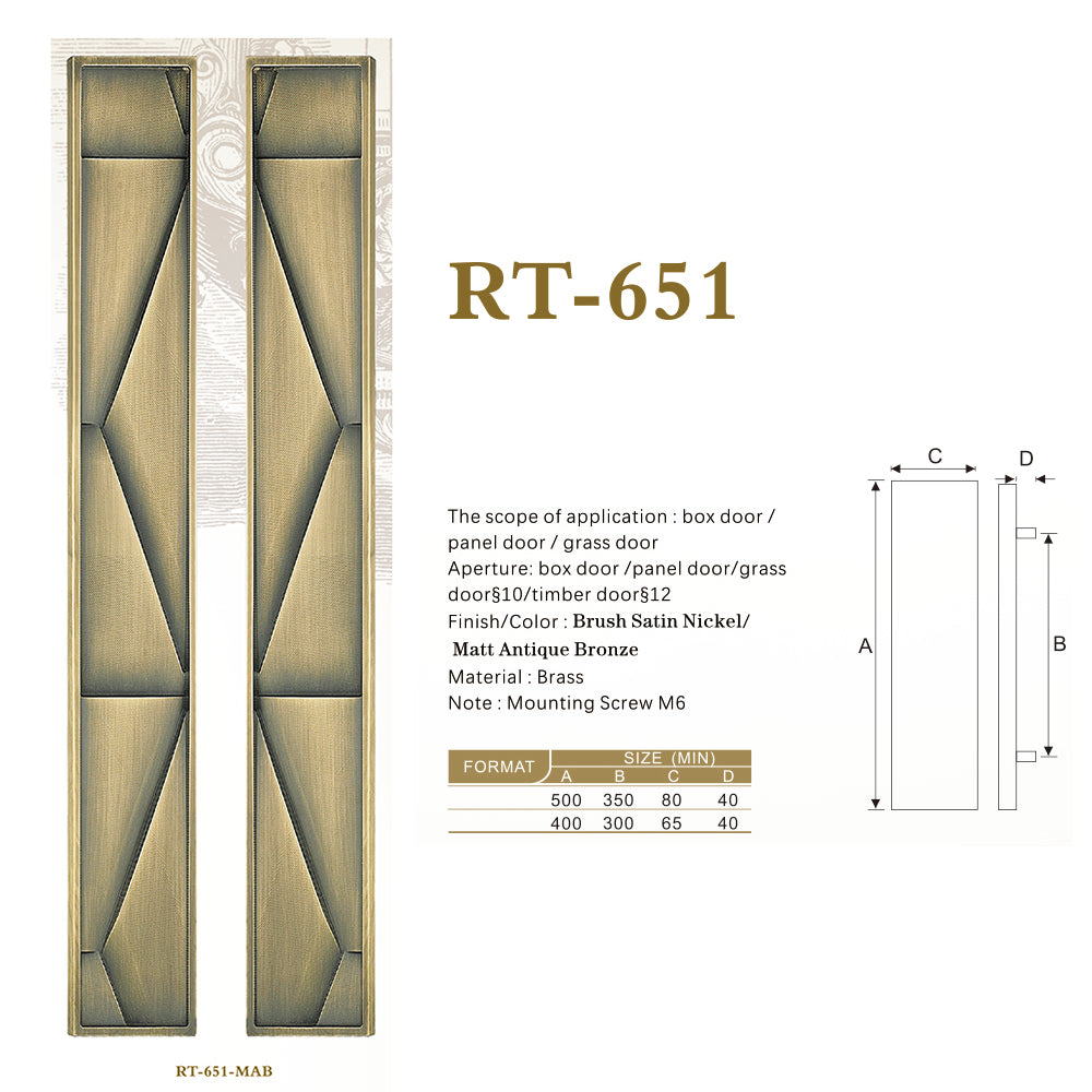 Raytel Heritage Solid Brass Exquisite Sculptured Sliding Door Handle RT651