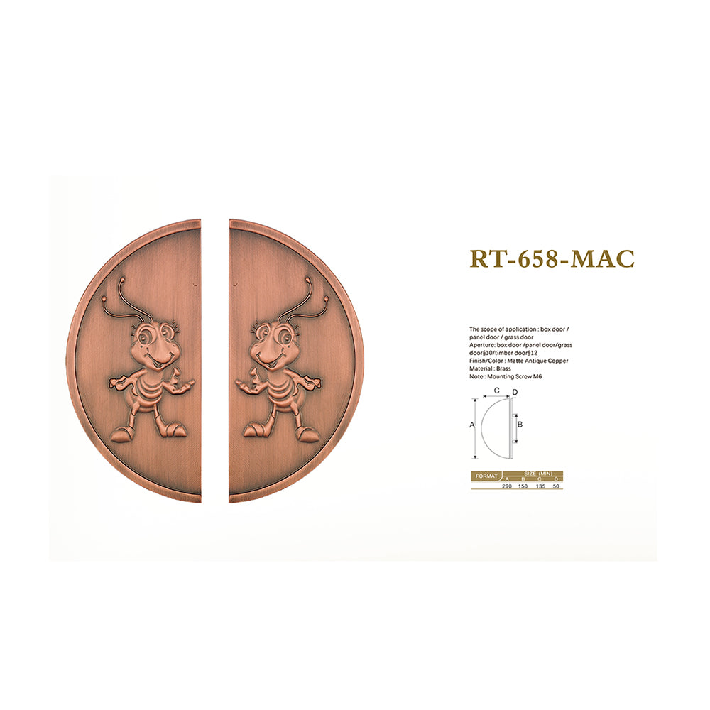 Raytel Semicircle Heritage Solid Brass Exquisite Sculptured Sliding Door Handle RT658