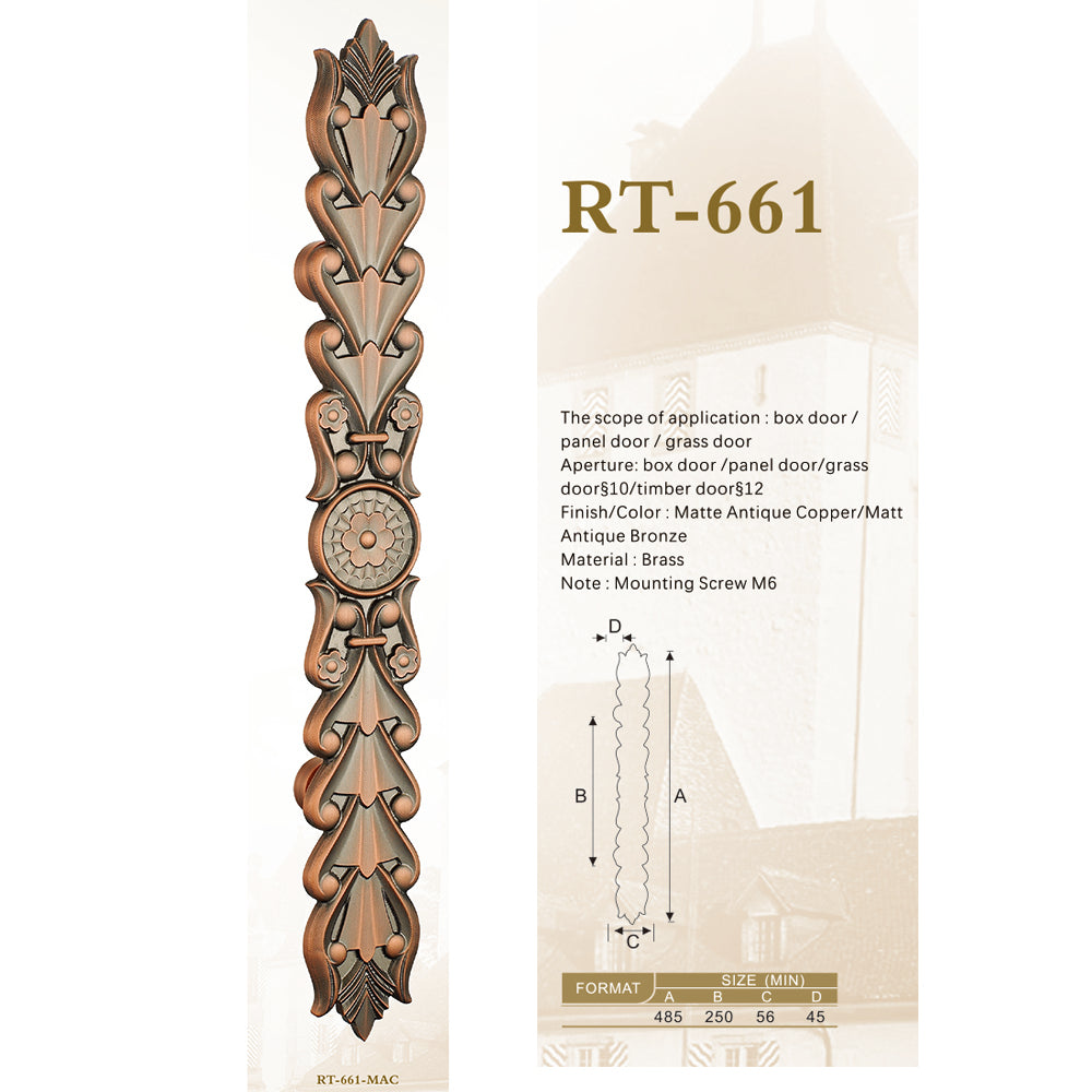 Raytel Antique brass Exquisite Sculptured Sliding Door Handle RT661