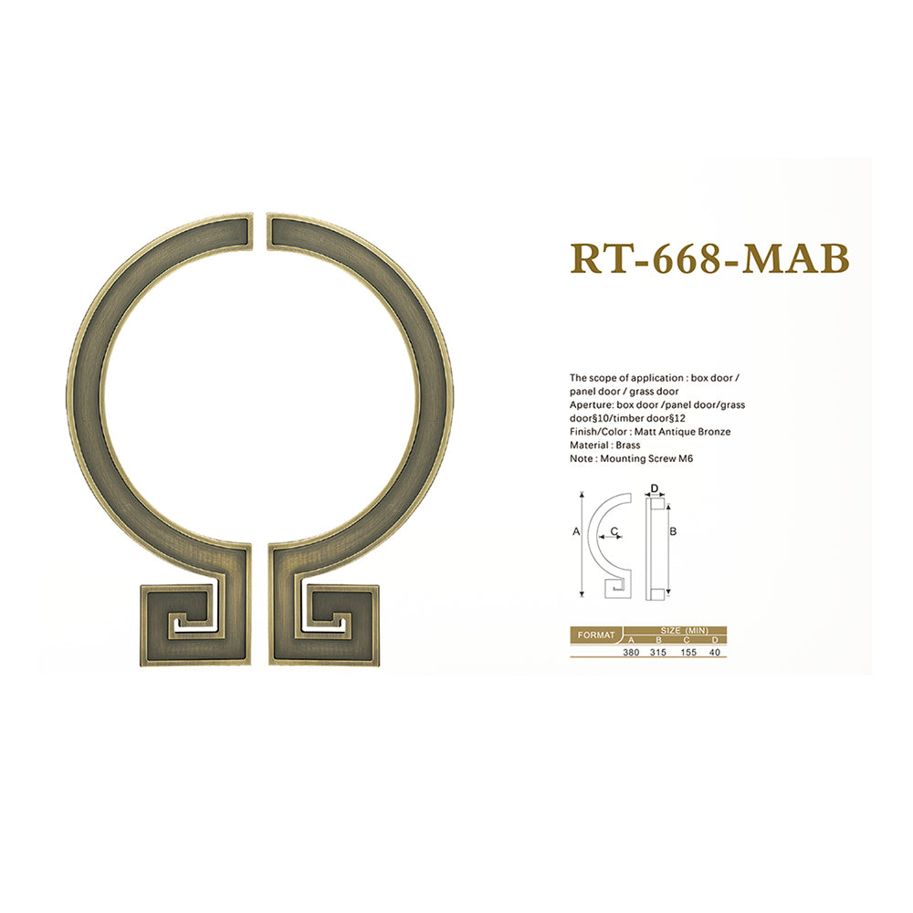 Raytel Heritage Solid Brass Exquisite Sculptured Sliding Door Handle RT668