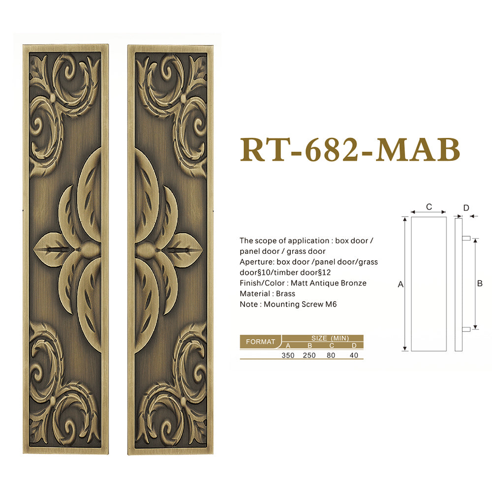 Raytel Heritage Solid Brass Exquisite Sculptured Sliding Door Handle RT682