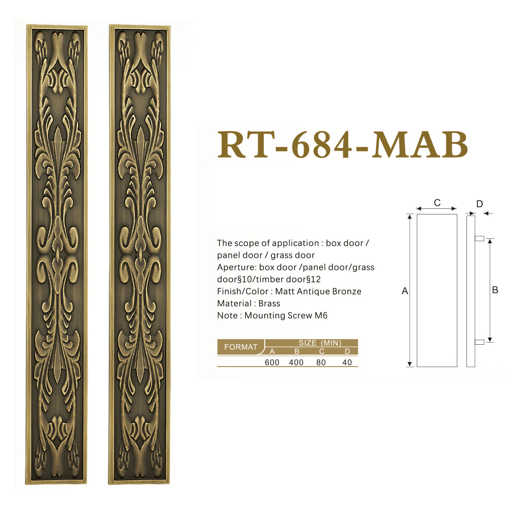 Raytel Heritage Solid Brass Exquisite Sculptured Sliding Door Handle RT684