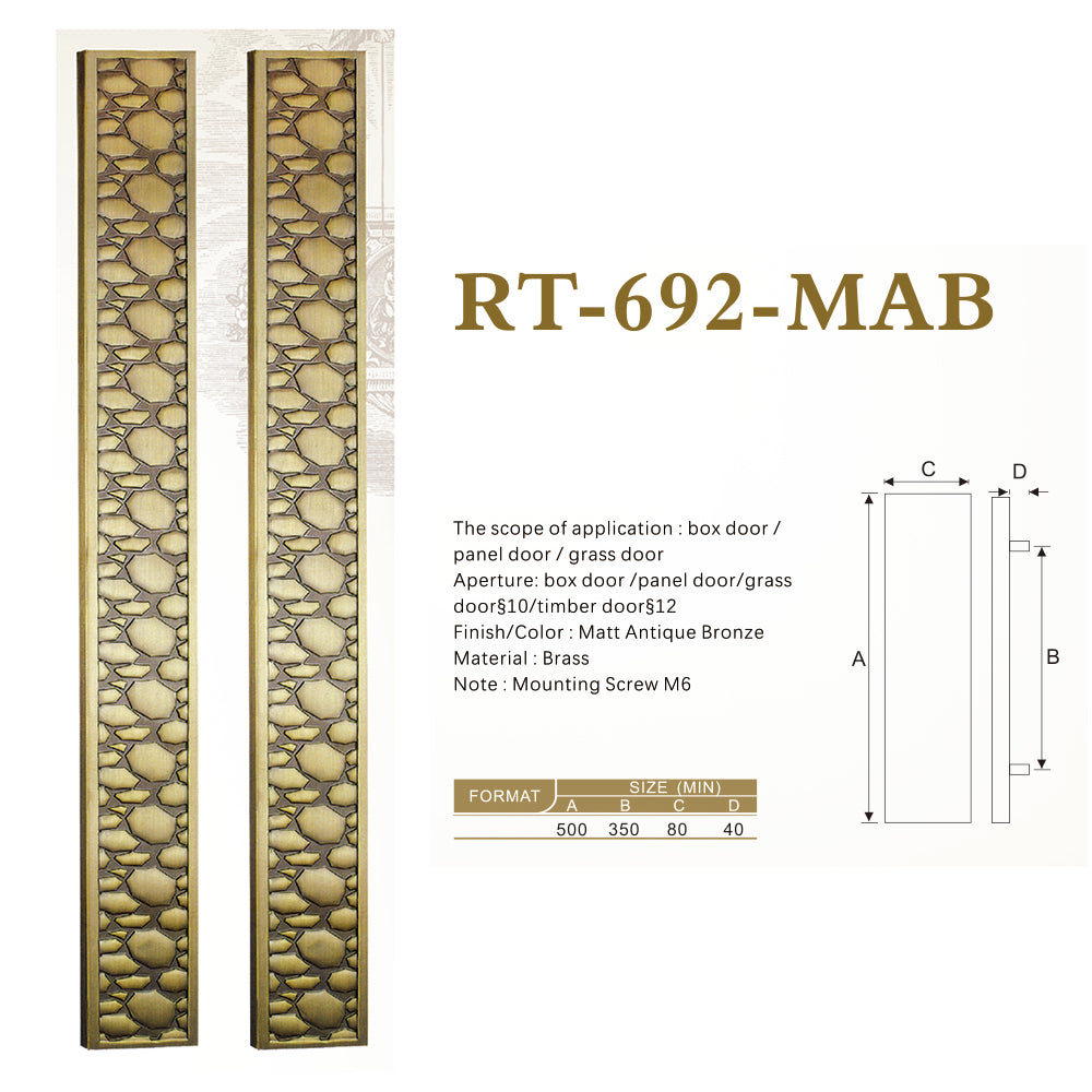 Raytel Heritage Solid Brass Exquisite Sculptured Sliding Door Handle RT692