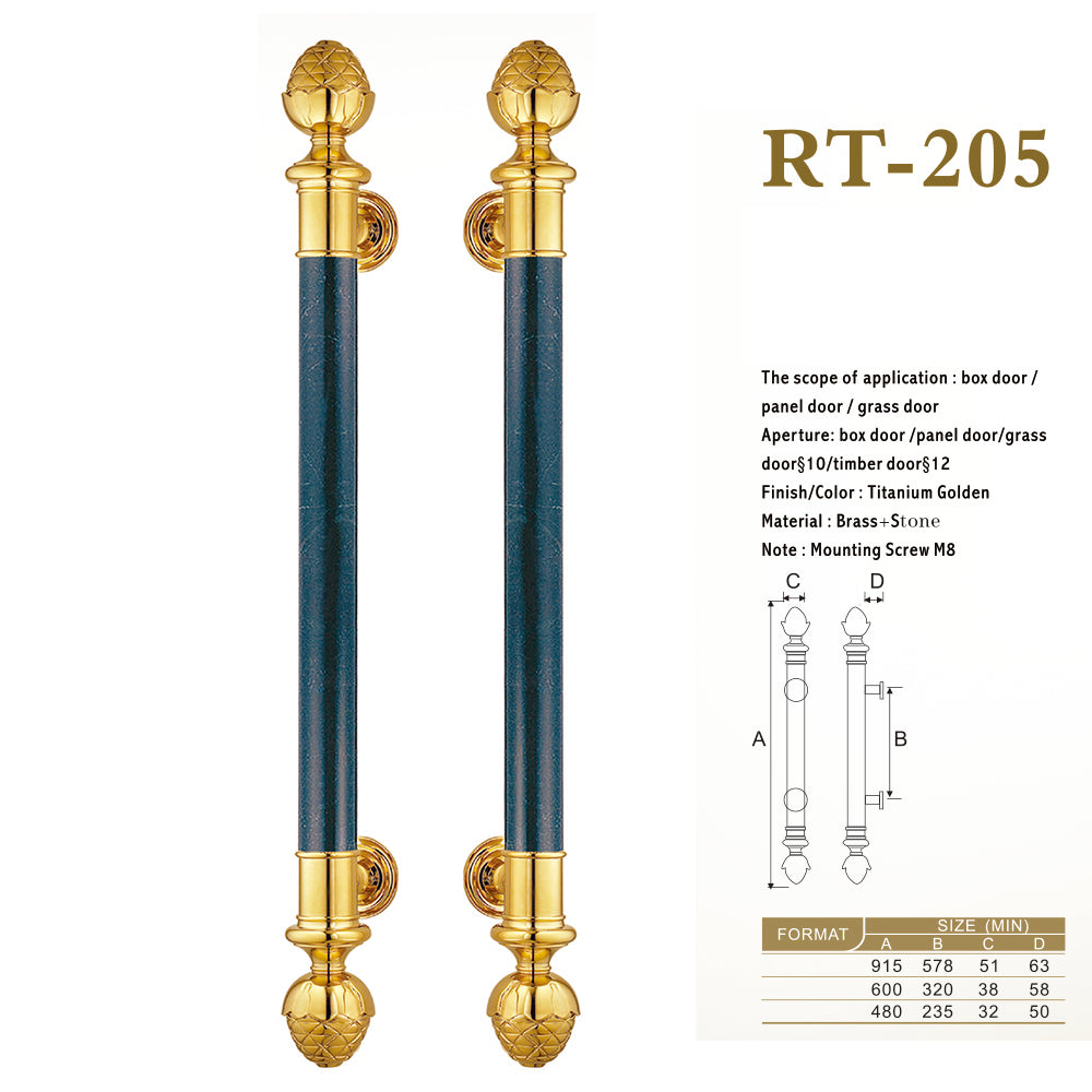 Raytel Solid brass Exquisite Sculptured Pull Handle for Commercial Door RT205