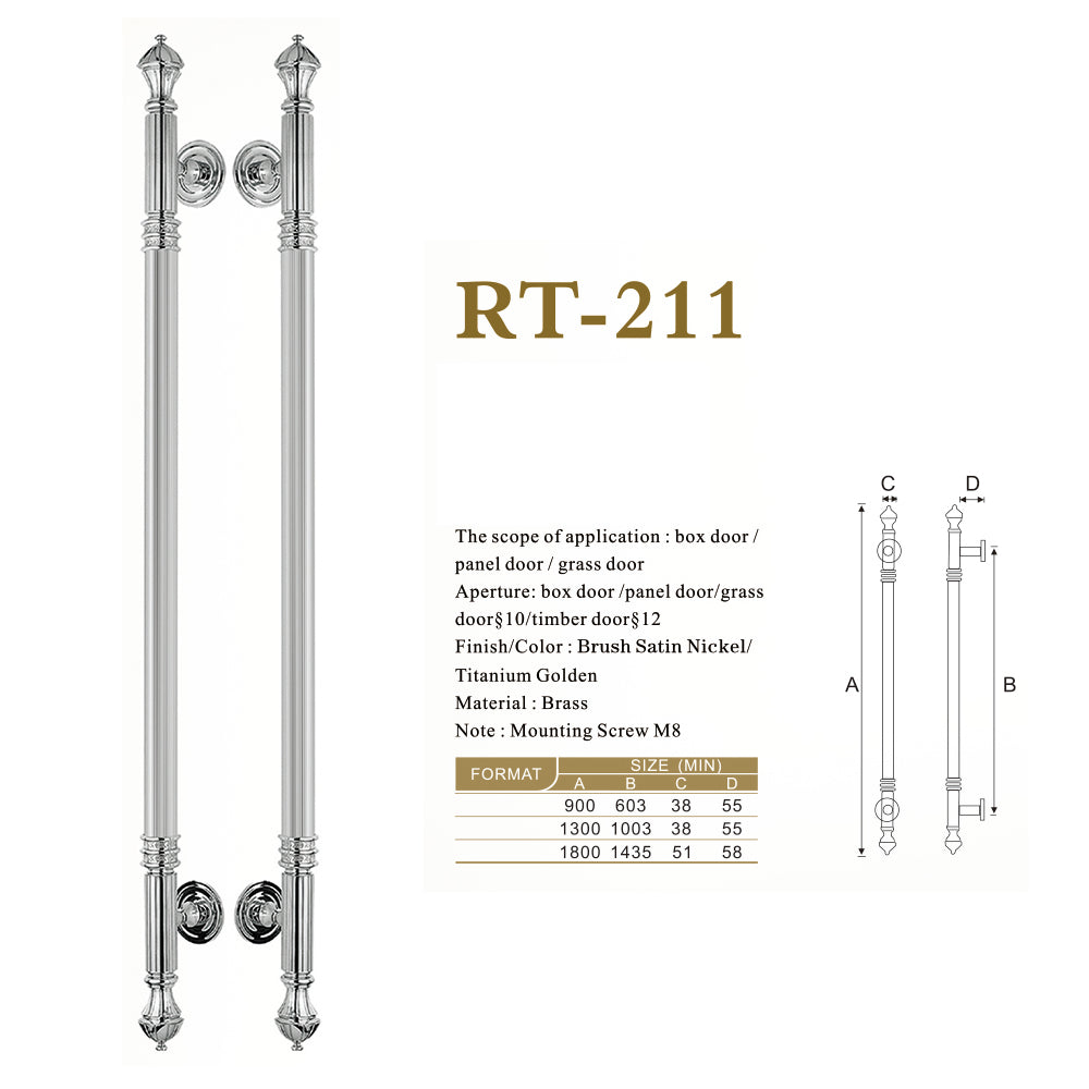 Raytel Minimalist and Elegant Architectural Sculptured Door Pull Handle for Wood Glass Fiberglass Metal door RT211