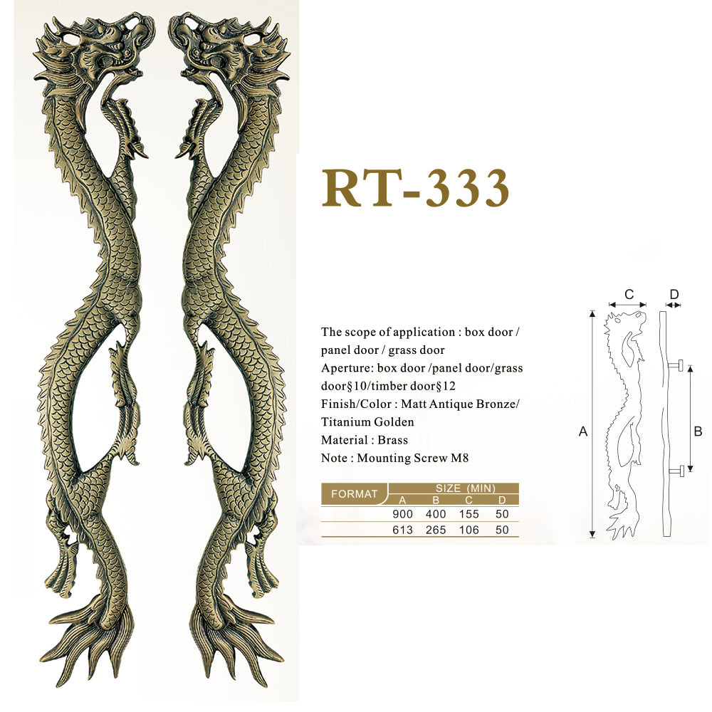 Raytel Dragon Shape Solid Brass Door Pull Handle available in all finishes RT333