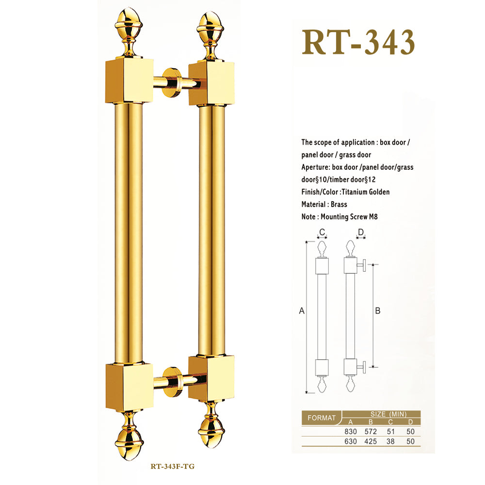 Raytel Solid brass Exquisite Sculptured Pull Handle for Commercial Door RT343