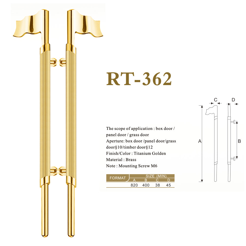 Raytel Classic Luxury Architectural Sculptured Door Pull Handle with Flag Design RT362