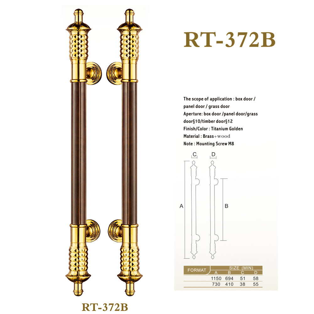 Raytel Solid brass Exquisite Sculptured Pull Handle for Commercial Door RT372B