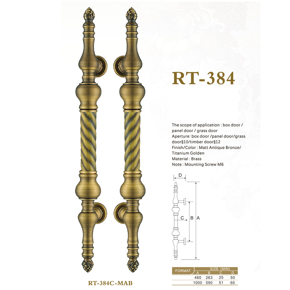 Raytel Solid Brass Fluted Grip Door Pull Handle available in all finishes RT384