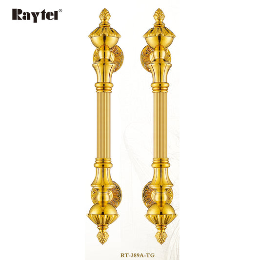 Raytel Heritage Brass Reeded Grip Door Pull Handle with Pinecone finial RT389A