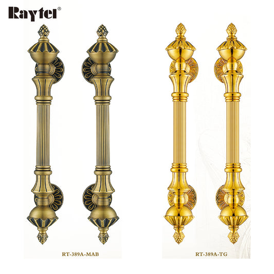 Raytel Heritage Brass Reeded Grip Door Pull Handle with Pinecone finial RT389A