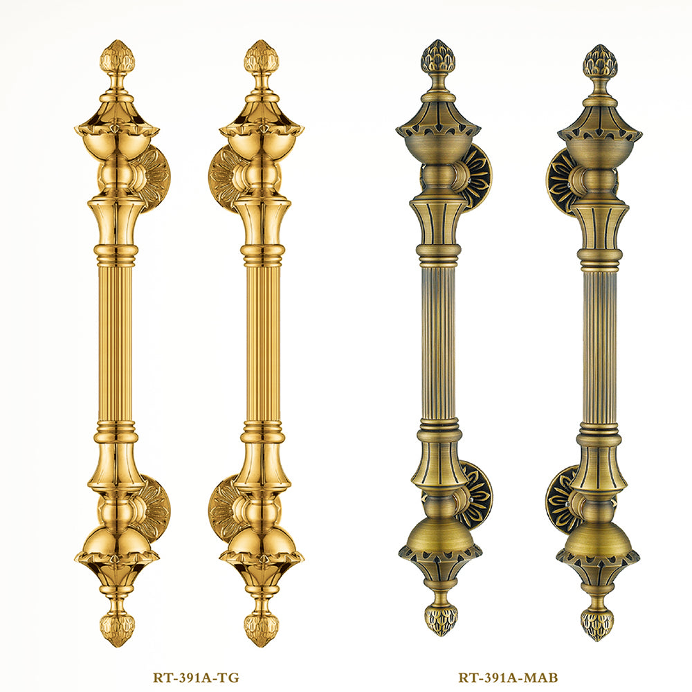 Raytel Exquisite Solid Brass Sculptured Pull Handle for Front Door RT391