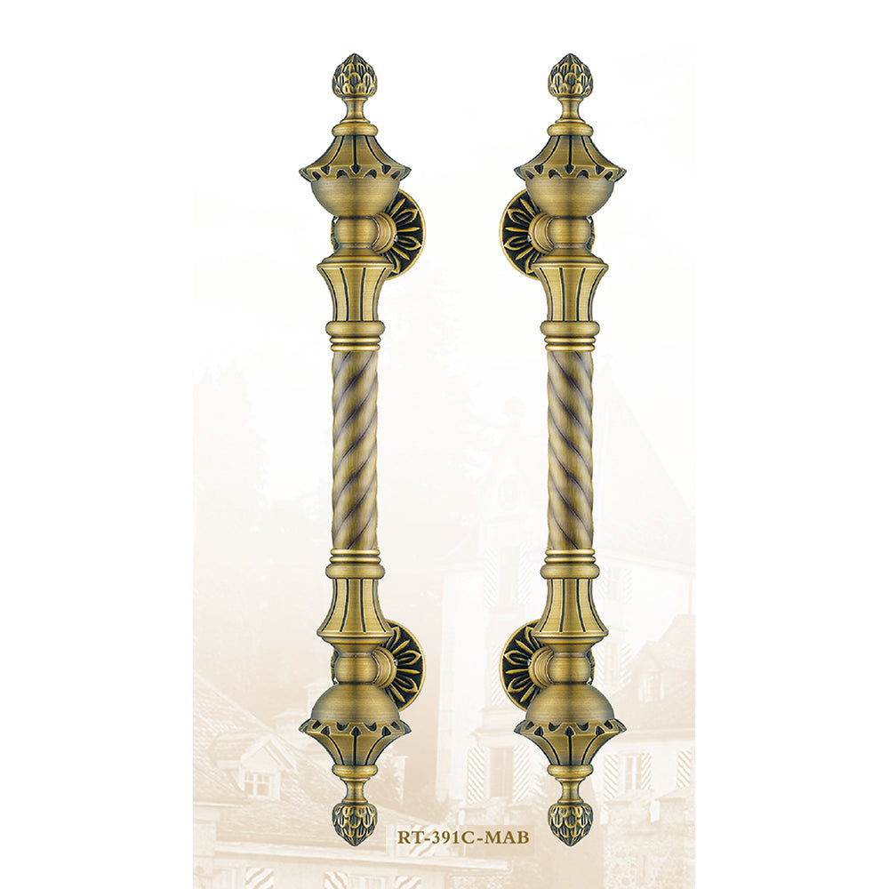 Raytel Exquisite Solid Brass Sculptured Pull Handle for Front Door RT391