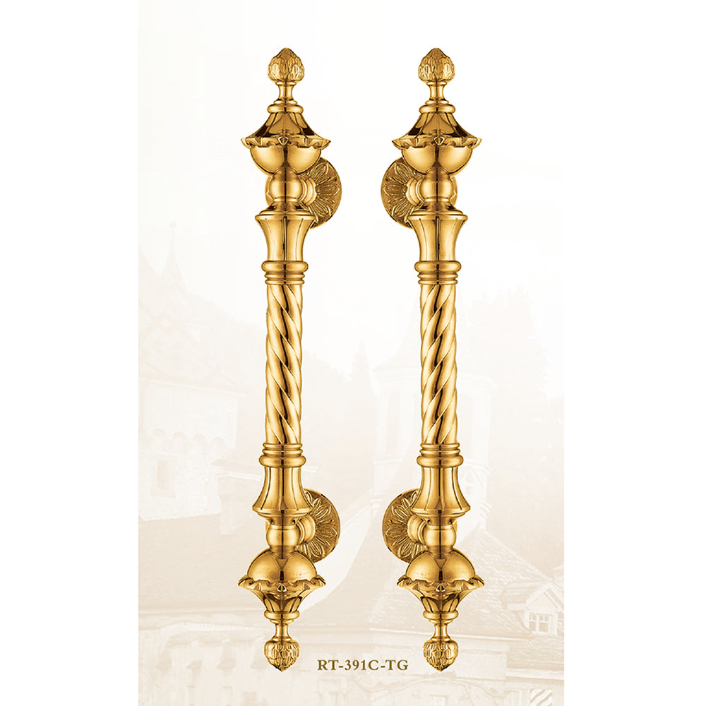 Raytel Exquisite Solid Brass Sculptured Pull Handle for Front Door RT391