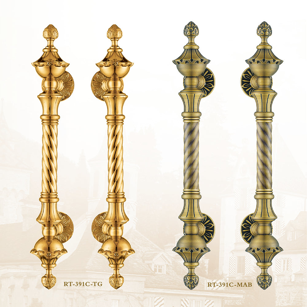 Raytel Exquisite Solid Brass Sculptured Pull Handle for Front Door RT391