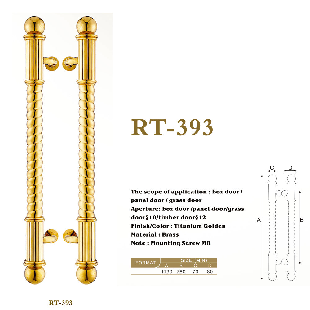 Raytel Solid brass Exquisite Sculptured Pull Handle for Commercial Door RT393