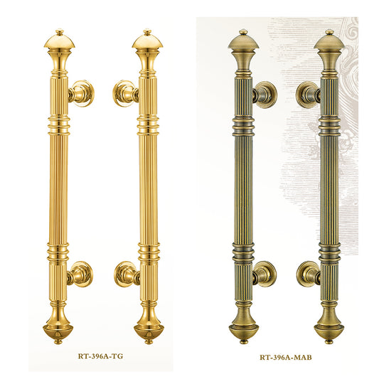 Raytel Solid Brass Exquisite Sophisticated Sculptured Door Pull Handle Titanium Gold finish RT396