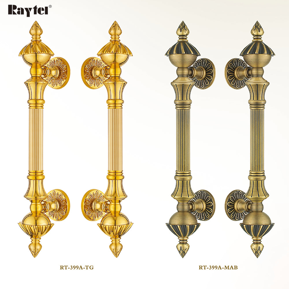 Raytel Solid Brass Exquisite Sophisticated Sculptured Door Pull Handle Titanium Gold finish RT612G