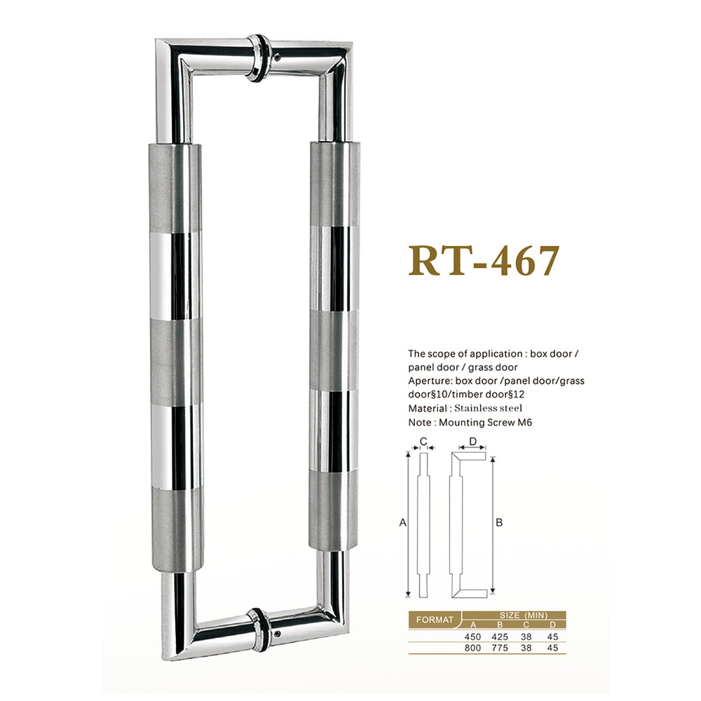 Raytel Stainless Steel Architectural Door Pull Handle Back to Back RT467