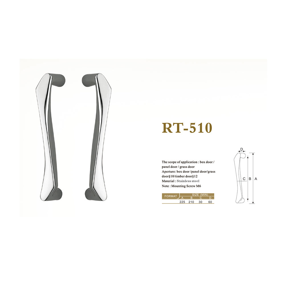 Raytel Fairshaped Stainless Steel Exquisite Sculptured Sliding Door Handle RT510