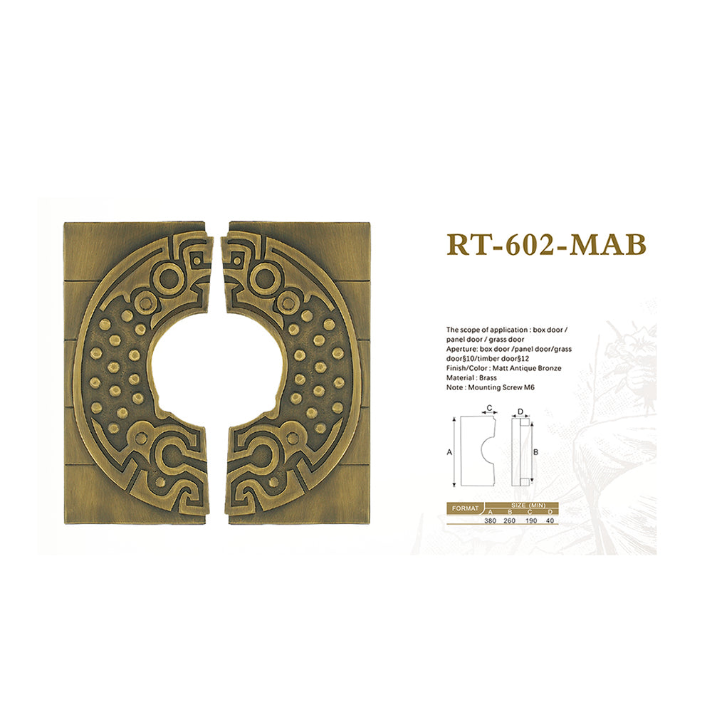 Raytel Heritage Solid Brass Exquisite Sculptured Sliding Door Handle RT602