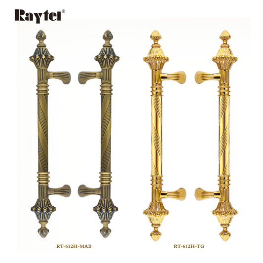 Raytel Solid Brass Exquisite Sophisticated Sculptured Door Pull Handle Titanium Gold finish RT612H
