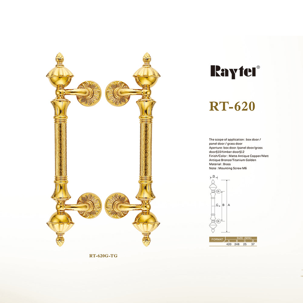 Raytel Classic Solid Brass Architectural Sculptured Door Pull Handle RT620G