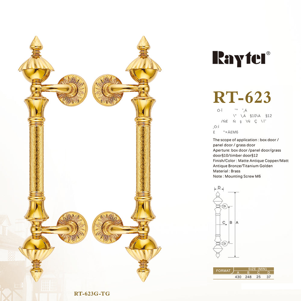 Raytel Classic Solid Brass Architectural Sculptured Door Pull Handle RT623G