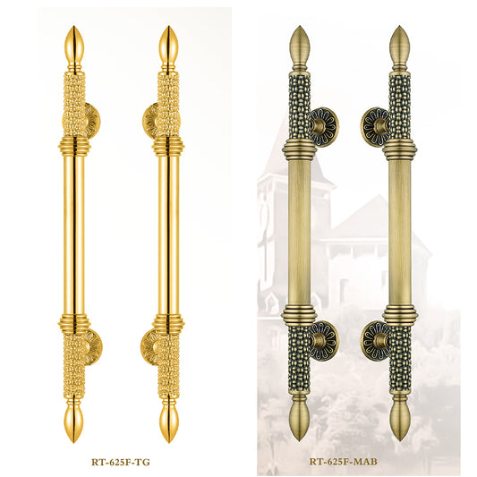 Raytel Exquisite Solid Brass Sculptured Pull Handle for Front Door RT625