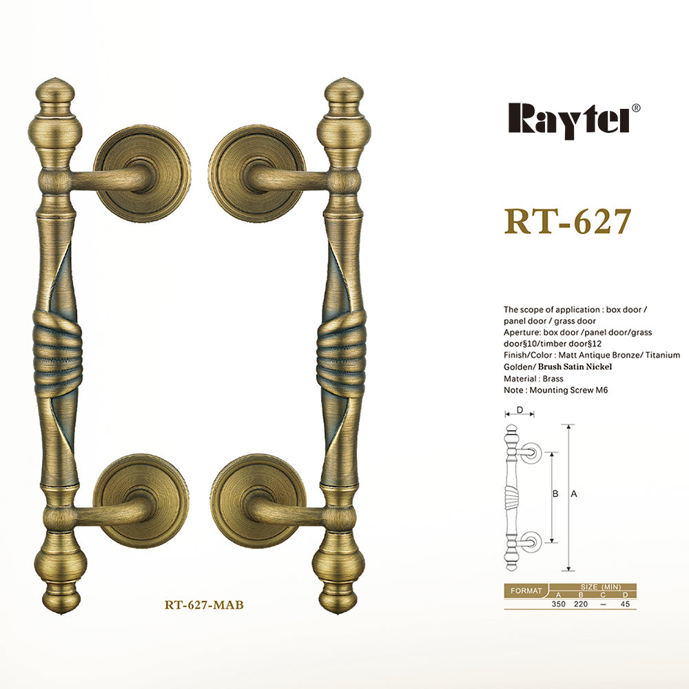 Raytel Classic Solid Brass Architectural Sculptured Door Pull Handle RT627