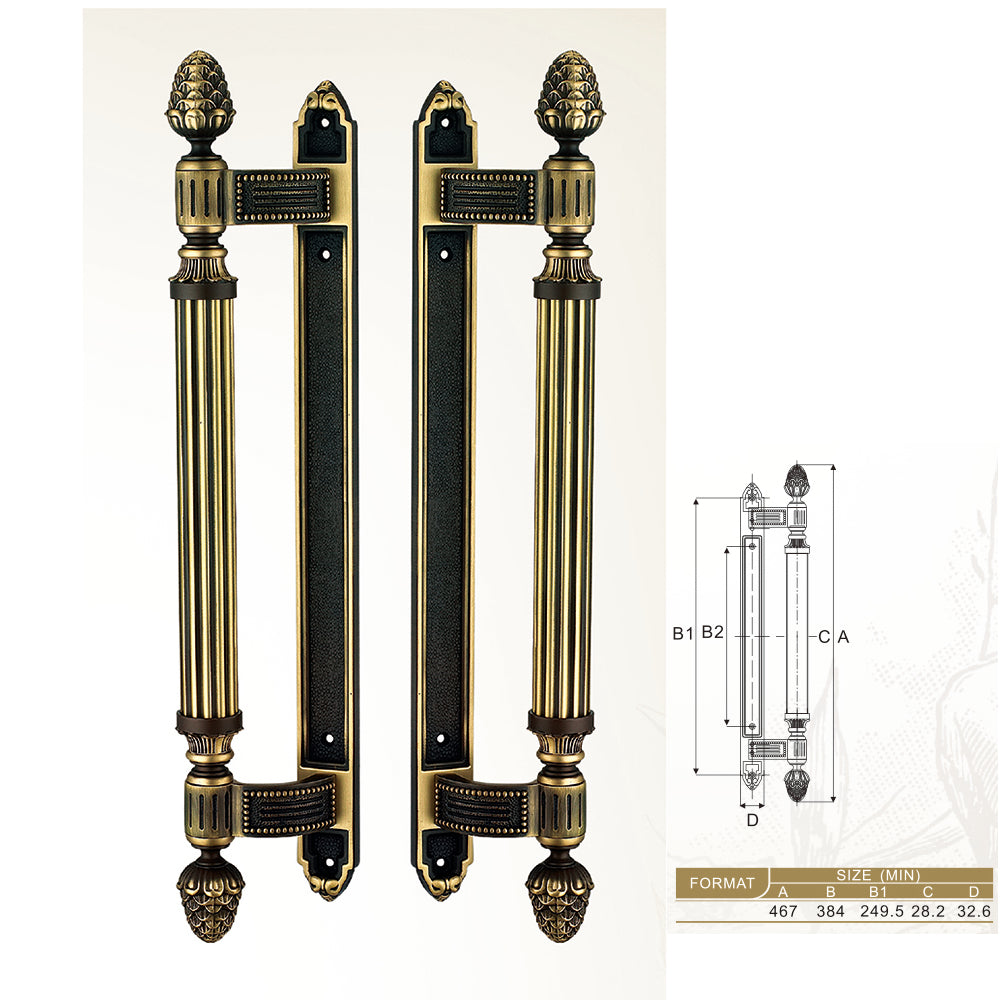 Raytel Exquisite Sculptured Solid Brass Door Pull Handle RT637