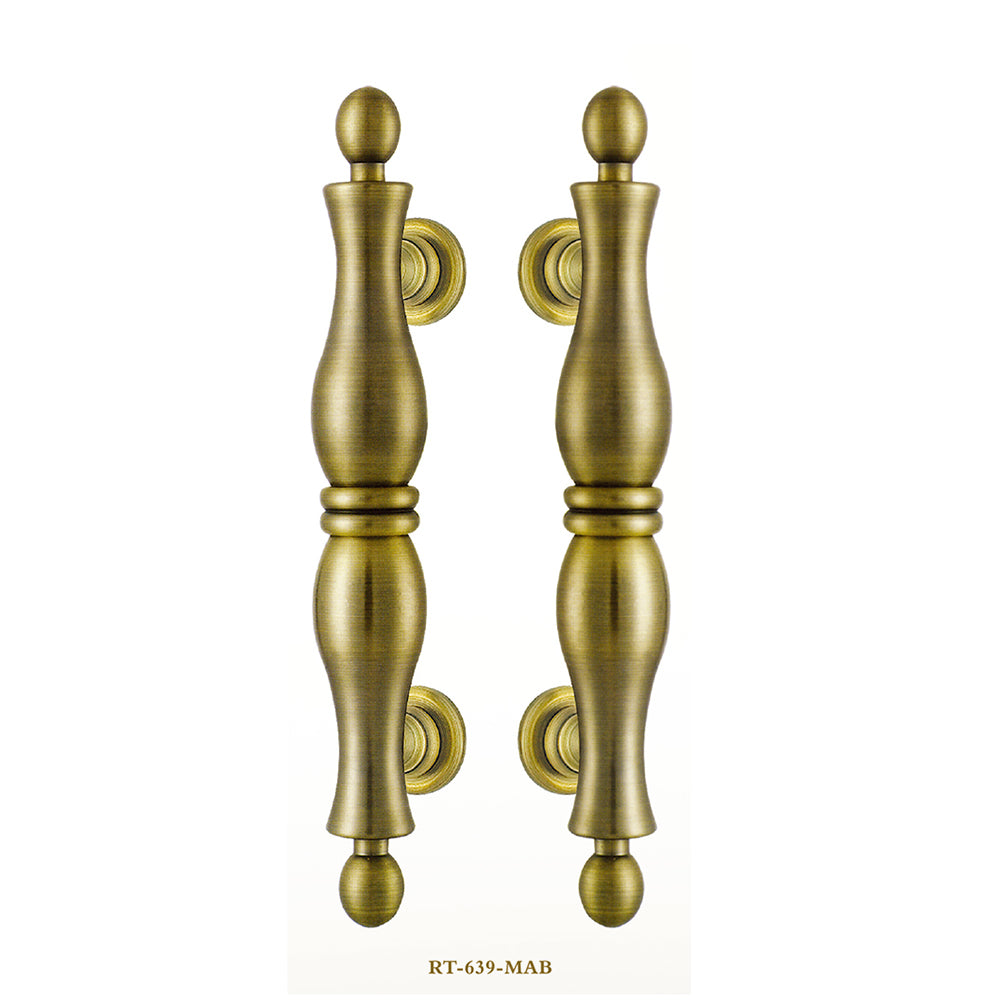 Raytel Exquisite Solid Brass Sculptured Pull Handle for Wooden or Glass Door RT639