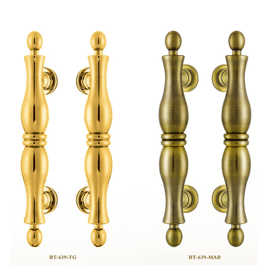 Raytel Exquisite Solid Brass Sculptured Pull Handle for Wooden or Glass Door RT639